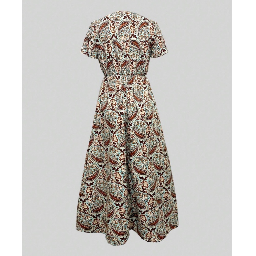 Boho Paisley Print Short Sleeve maxi Dress - Picture 5 of 5